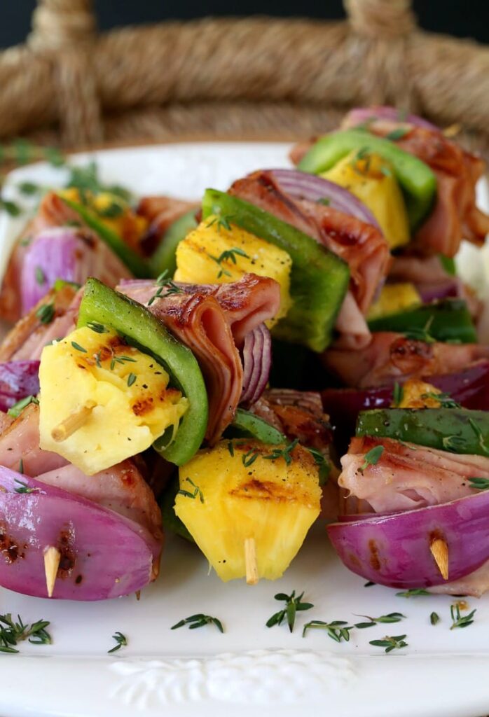 Hawaiian Ham Kabobs take a little help from the store for an easy dinner!