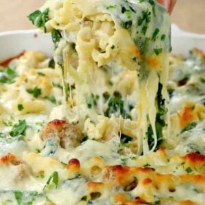 Italian Wedding Meatball Pasta Bake serving