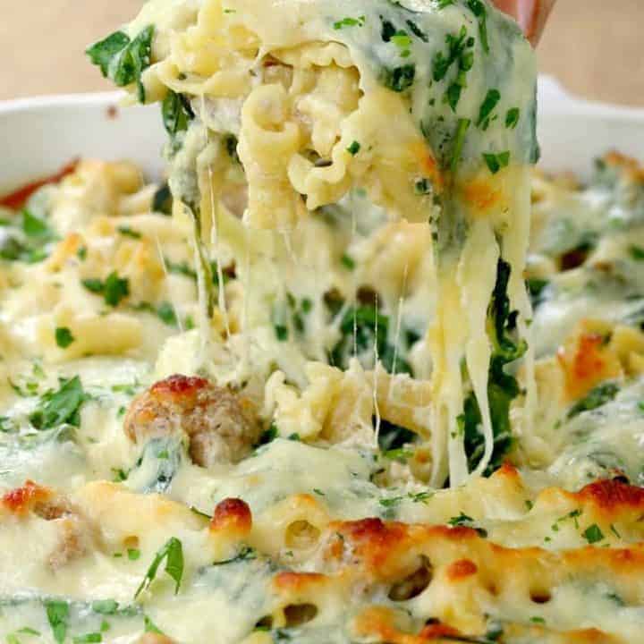 Spinach Meatball Baked Ziti A Twist On Classic Baked Ziti Mantitlement