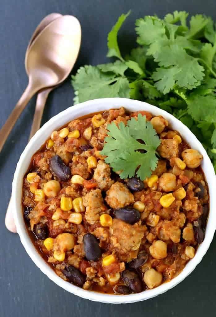 Chicken Sausage Fiesta Chili Recipe in bowl