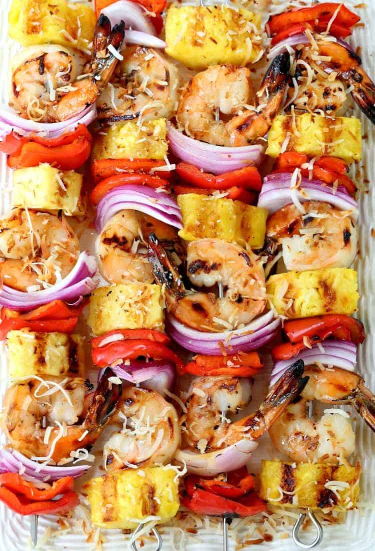 Pina Colada Shrimp Kabobs serving