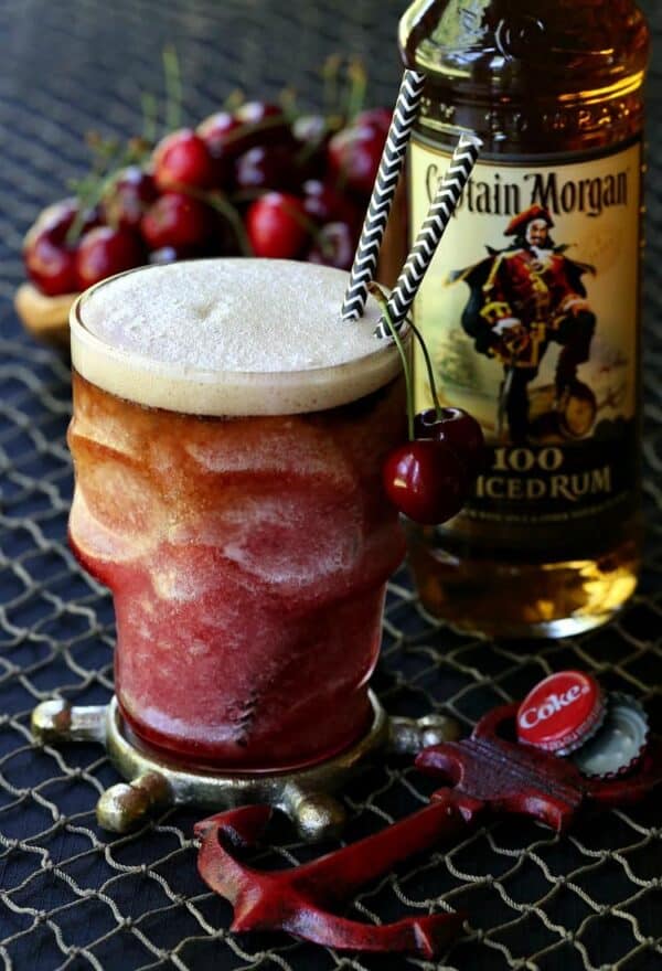 Rum and Coke Slushie Frozen Cocktail with Rum Mantitlement