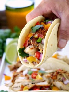 Slow Cooker Crispy Chicken Carnitas can be served with all your favorite toppings!