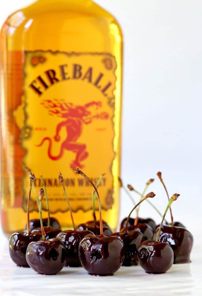 Candied Fireball Cherries with bottle
