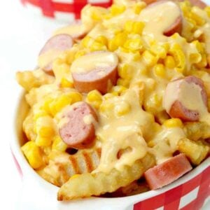 Make this Corn Dog Poutine for a fun family dinner!