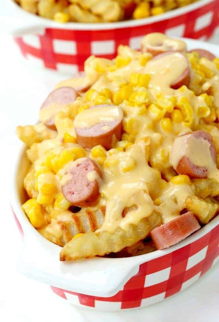 Make this Corn Dog Poutine for a fun family dinner!