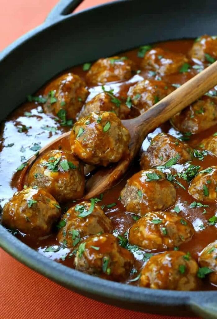 Pumpkin Glazed Cocktail Meatballs are a homemade meatball recipe coated in a pumpkin glaze