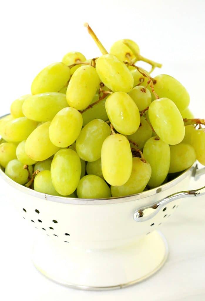 Sugared Prosecco Grapes, colander