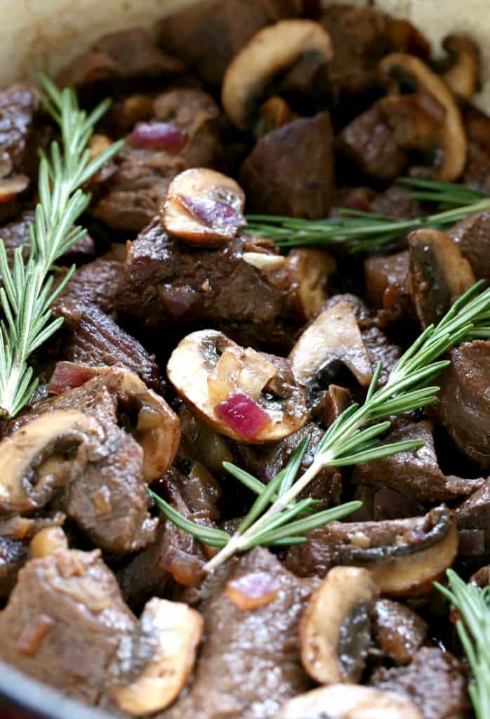 Beef Stew with mushrooms and fresh rosemary