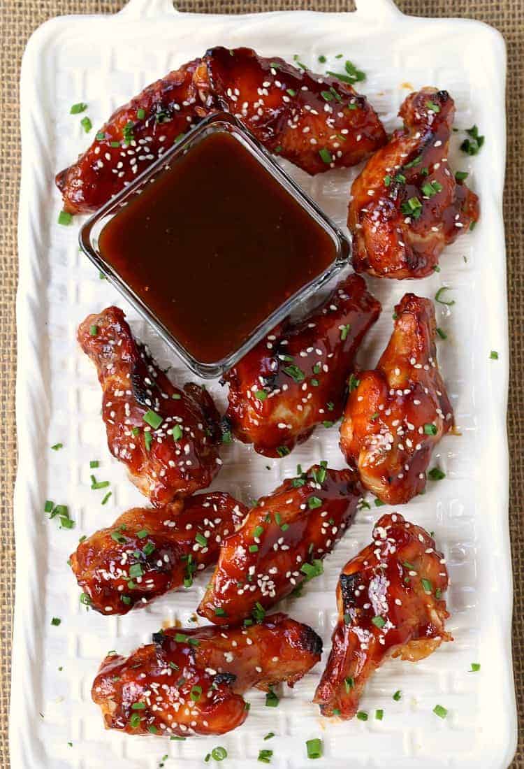 Sticky Hoisin Chicken Wings on a platter