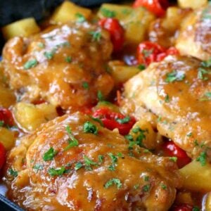 Upside Down Pineapple Chicken Thighs recipe is the perfect mix of sweet and spicy!