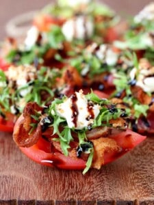 BLT Bites made on tomatoes for a low carb appetizer