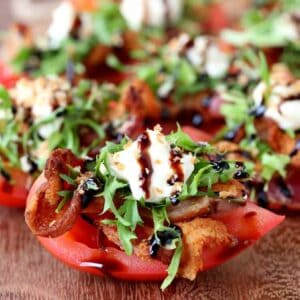 BLT Bites made on tomatoes for a low carb appetizer