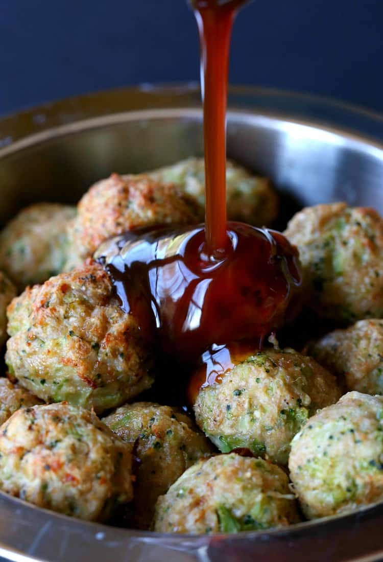 These Easy Chicken and Broccoli Meatballs get tossed in our easy stir fry sauce!
