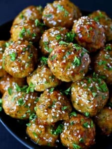 chicken and broccoli meatballs in a bowl