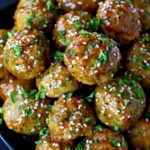 chicken and broccoli meatballs in a bowl