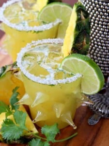 pineapple margarita in spiked glass