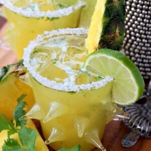 pineapple margarita in spiked glass