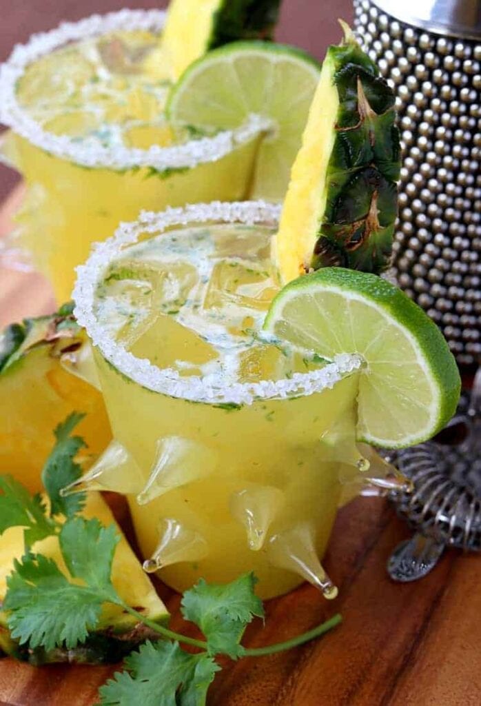 This Spicy Pineapple Cilantro Margarita is a spicy margarita recipe with hot sauce