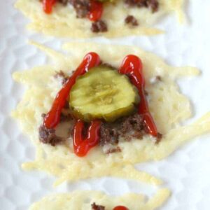 These Low Carb Hamburger Cheese Crisps are the most tasty low carb snack!