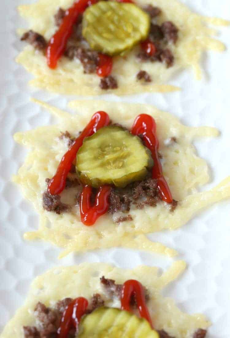 These Low Carb Hamburger Cheese Crisps are the most tasty low carb snack!