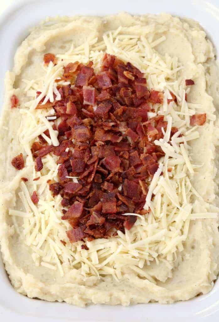 Mashed Potatoes in a slow cooker with bacon