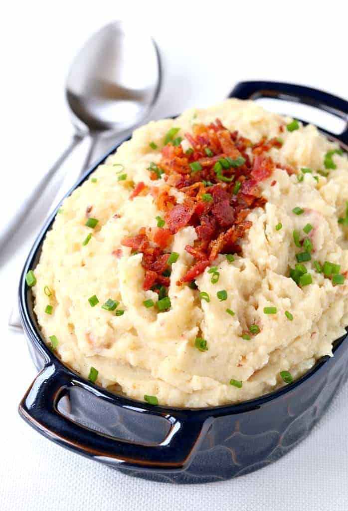 Loaded Slow Cooker Potatoes are a crock pot mashed potato recipe