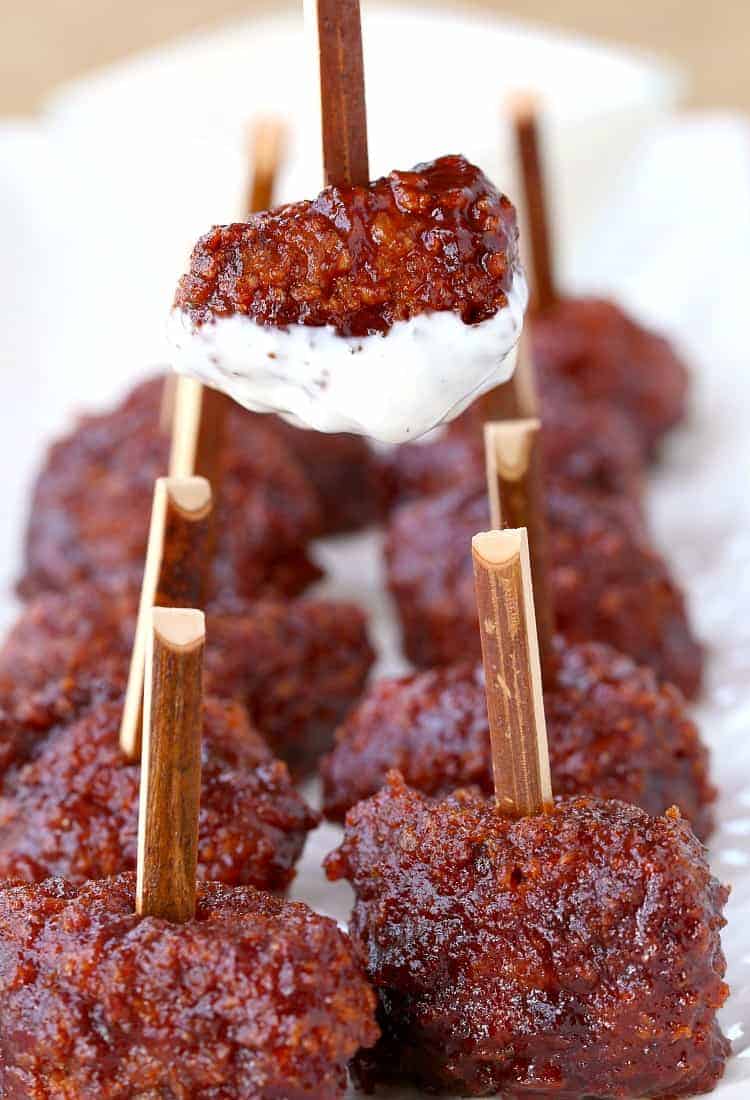 You can dip these Crack Beef Tip Bites in Ranch for the perfect appetizer!