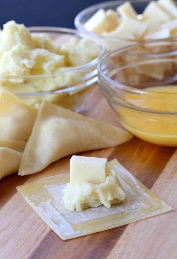 These Fried Poutine Wontons start with leftover mashed potatoes.