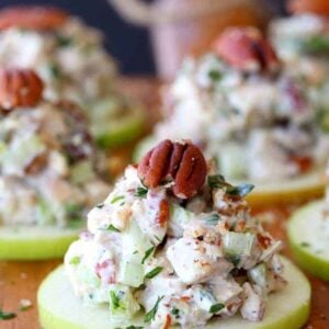 Try these Pecan Chicken Salad Apple Slices for a light meal or for lunch on the go!