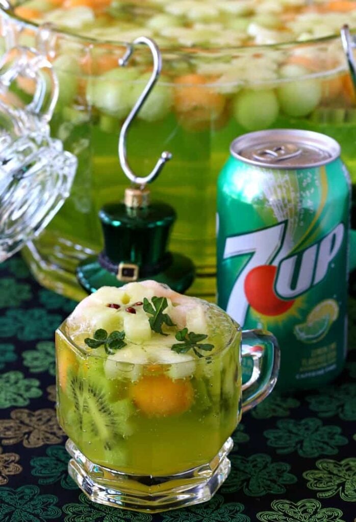 Boozy Shamrock Party Punch is a cocktail recipe made with vodka and melon