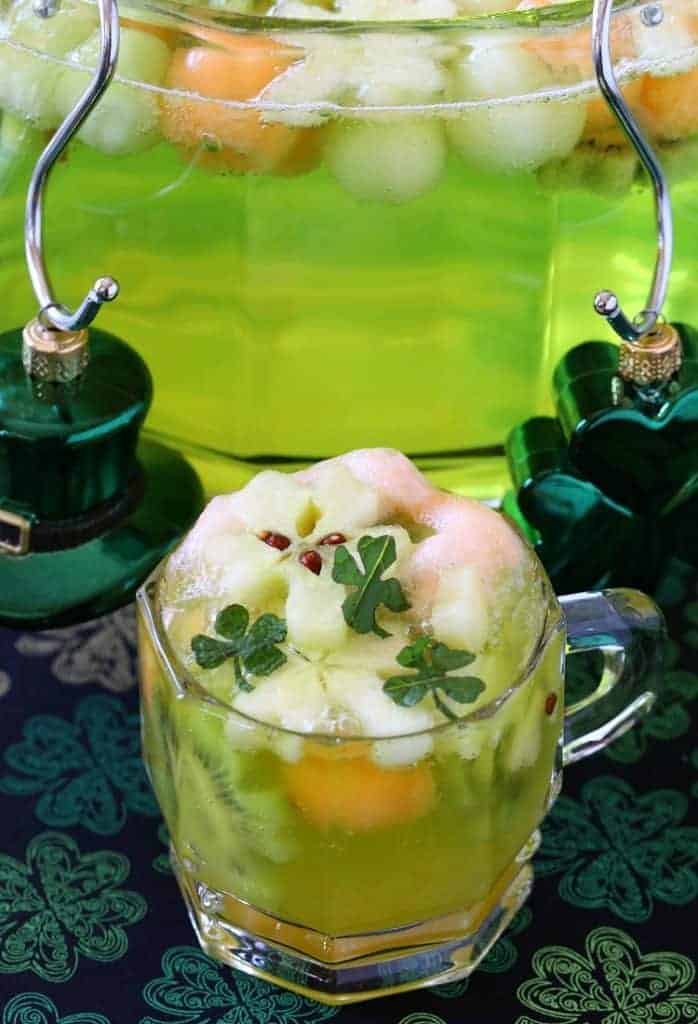 Boozy Shamrock Party Punch is a vodka punch recipe made with 7up