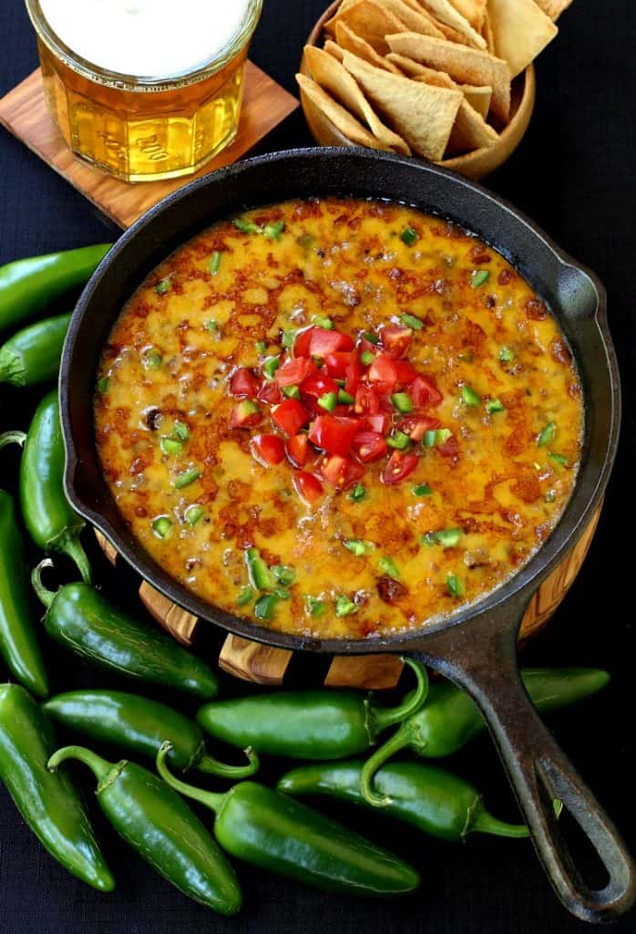 This Skillet Sausage and Beer Queso is a favorite party appetizer!