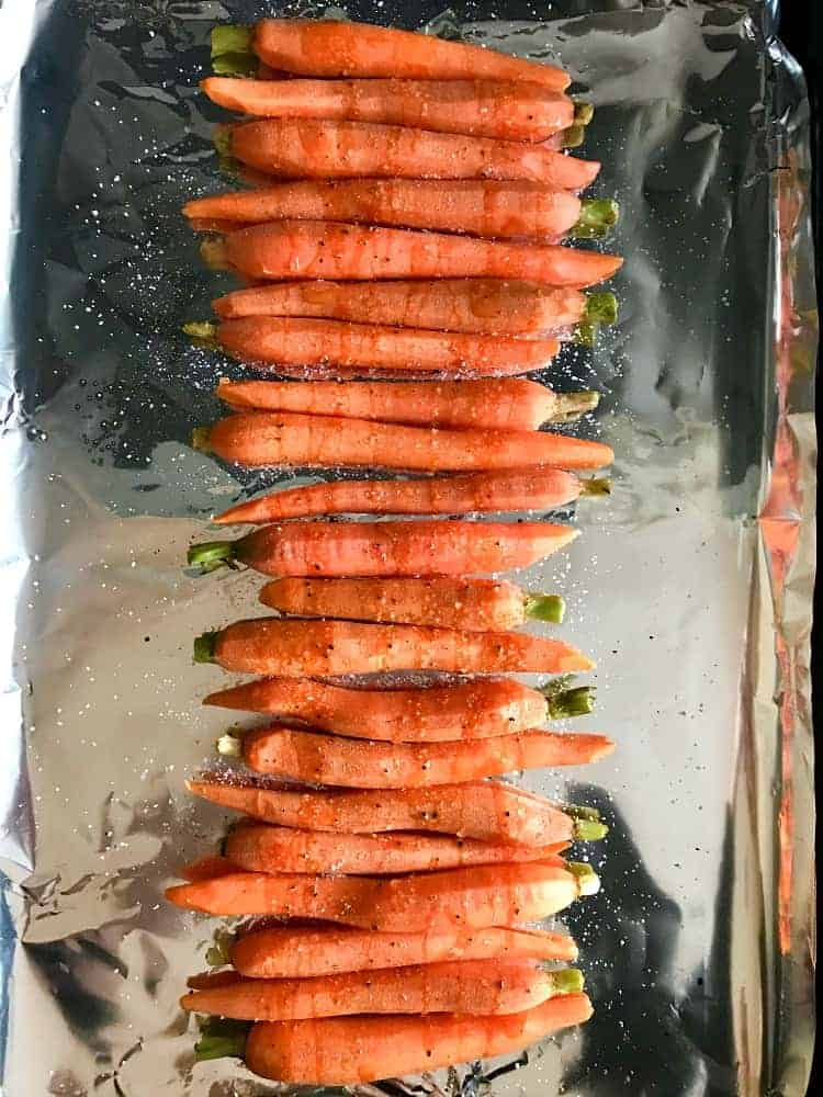 Roasted carrots on s sheet pan