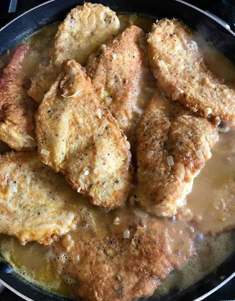 Chicken Francese in a skillet