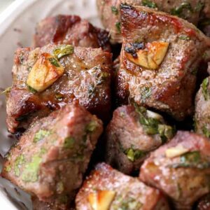 Fiesta Steak Tips close up in a bowl