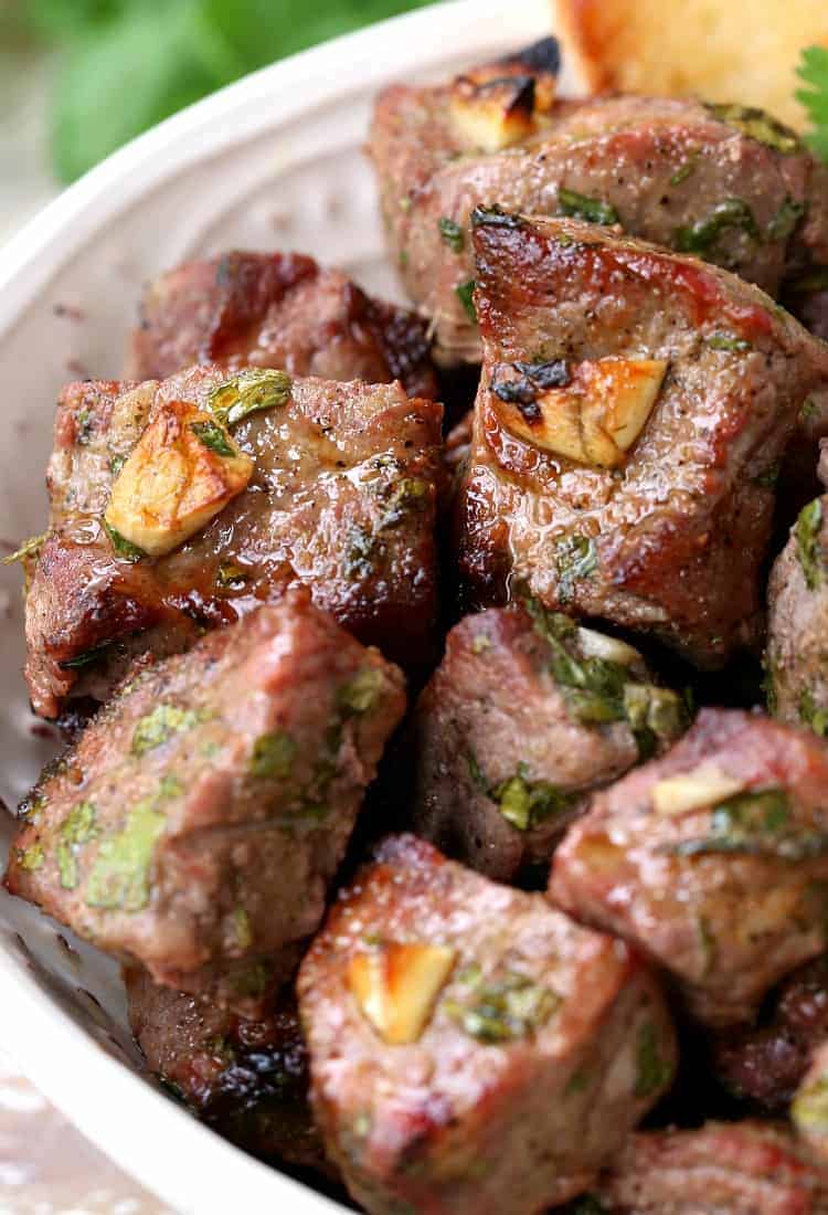 Fiesta Steak Tips close up in a bowl