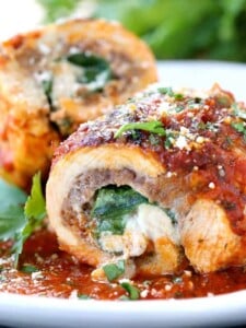 Sausage Stuffed Chicken Rollatini is a chicken breast stuffed with sausage and cheese