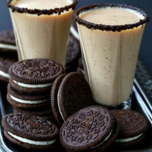 Oreo Cookie Shots on a tray with cookies