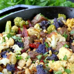 Skillet Sicilian Beef and Cauliflower with parsley