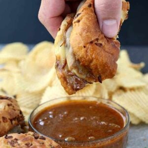 Slow Cooker BBQ French Dip Sandwiches with sauce