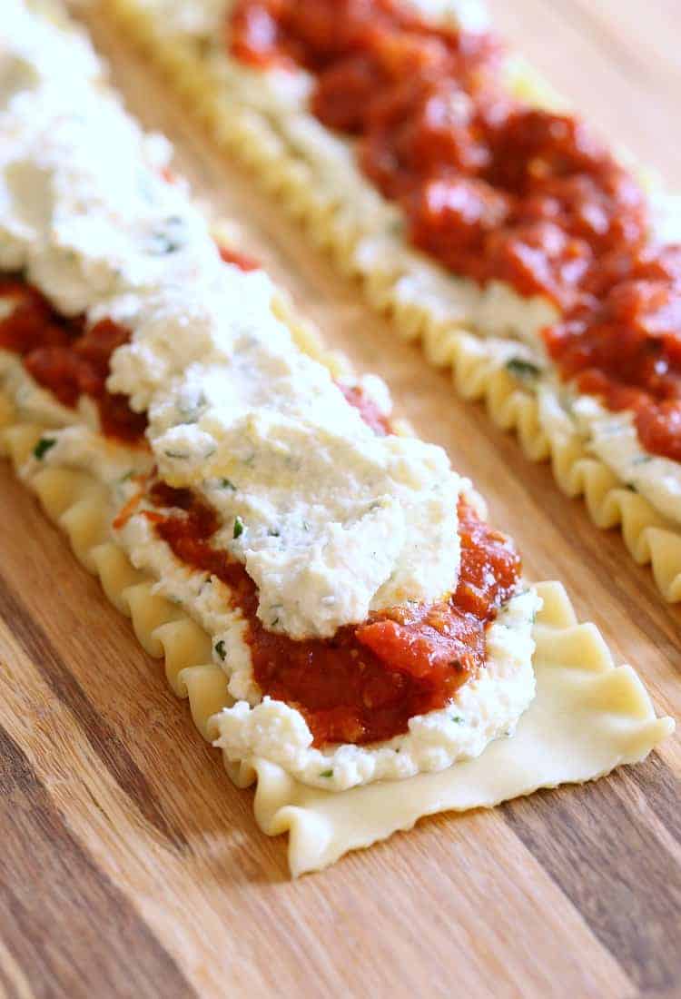 Individual Lasagna Recipe process with noodles, sauce and cheese