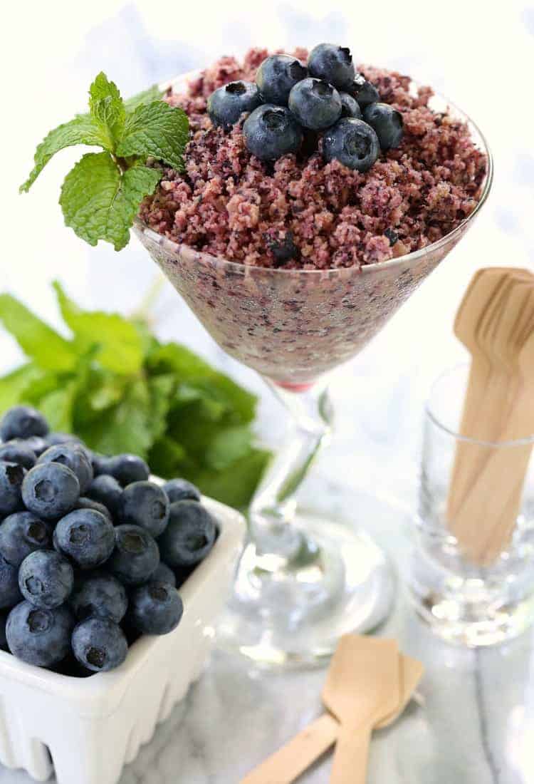 RumChata Blueberry Granita is a granita recipe made with blueberries and RumChata liquor