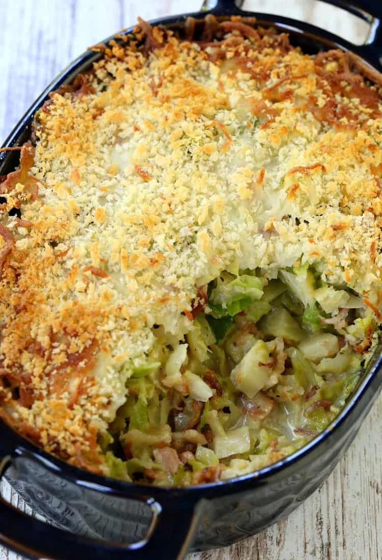 The Best Brussels Sprouts Casserole is a creamy brussel sprout recipe baked with a crispy bread crumb topping