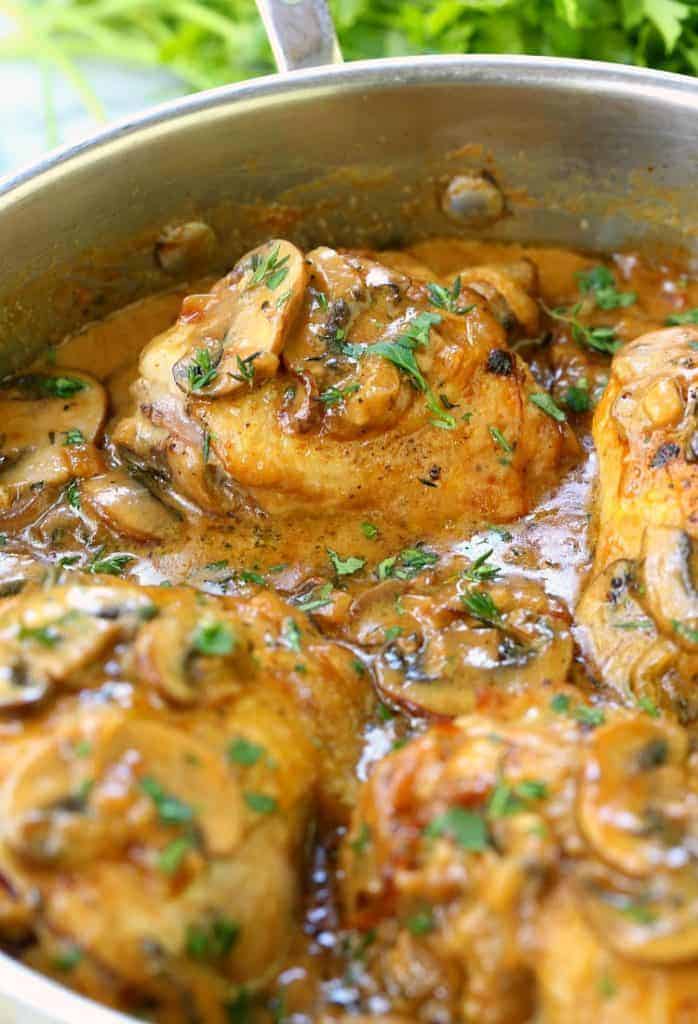 Creamy Caramelized Onion Chicken Thighs Skillet Chicken Recipe