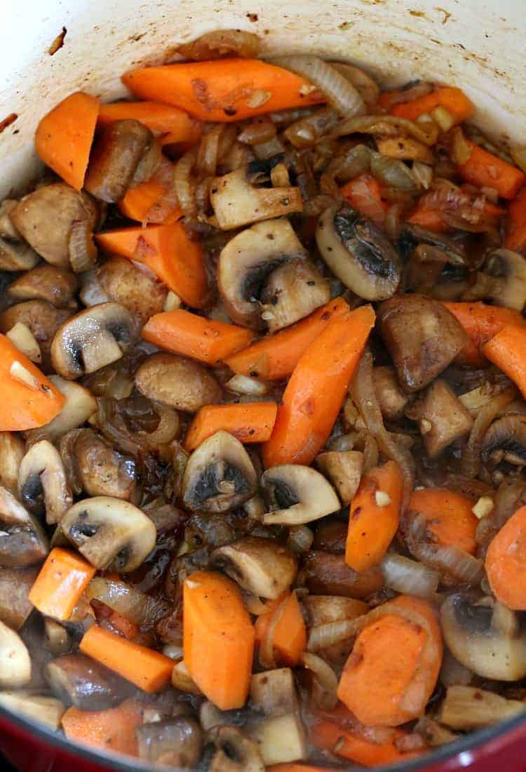 French Bistro Beef Stew with vegetables in pot