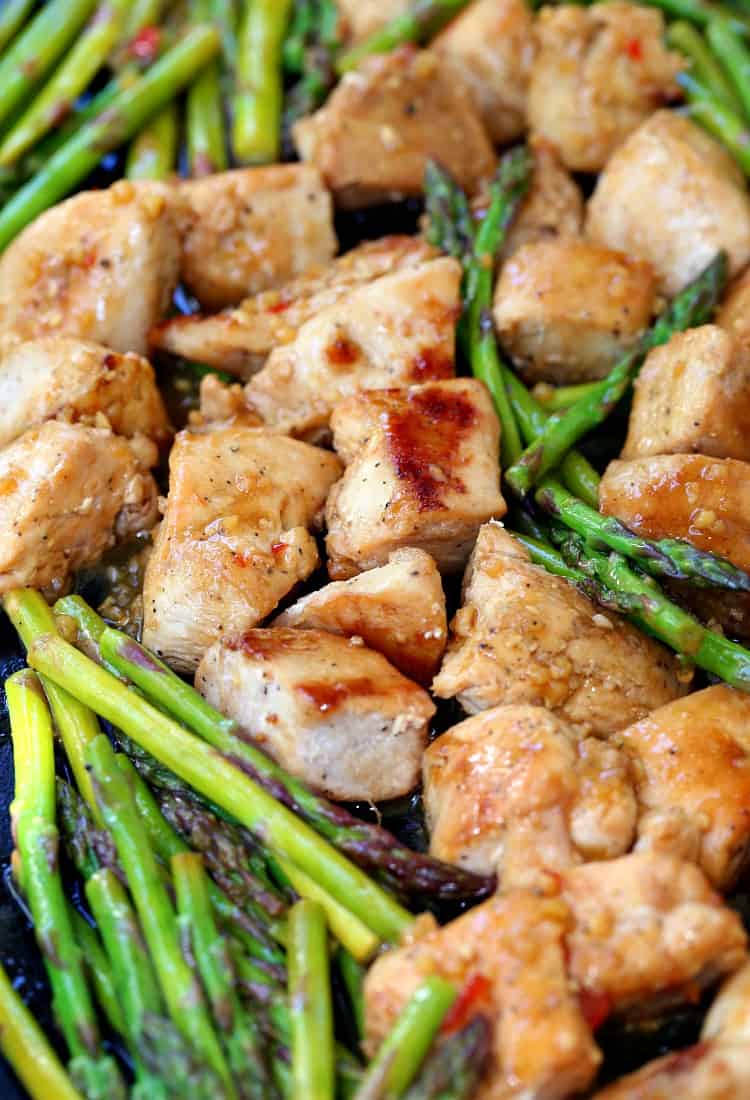 chicken and asparagus on a sheet pan