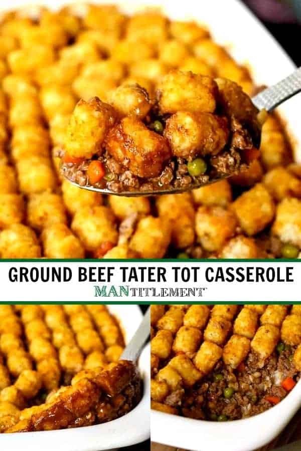 tater tot casserole collage for pinterest