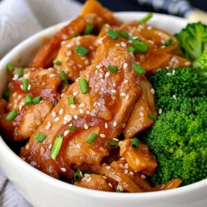 Slow Cooker Mongolian Chicken is an easy asian chicken recipe that can be served with broccoli