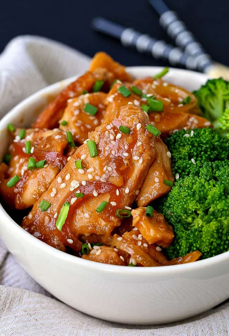 Slow Cooker Mongolian Chicken is an easy asian chicken recipe that can be served with broccoli